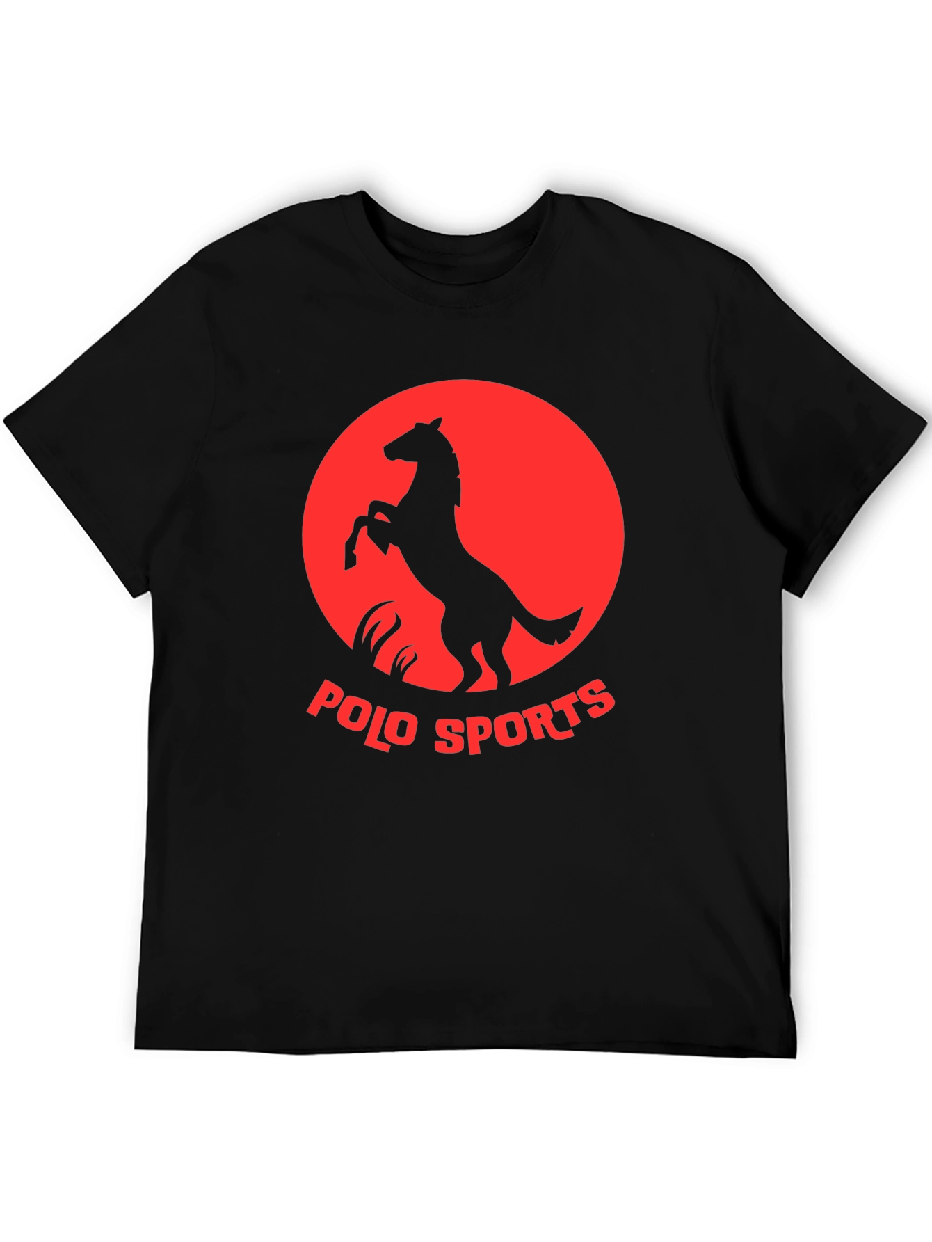 Polo Sports Black Tee with Horse Graphic