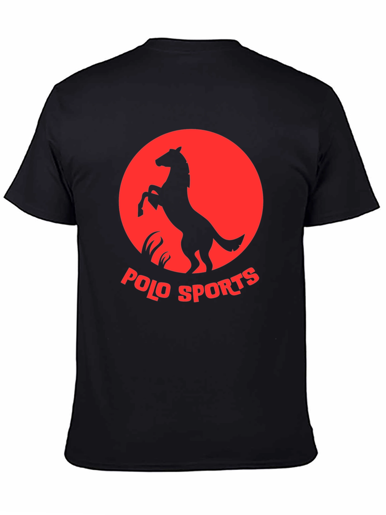 Polo Sports Black Tee with Horse Graphic