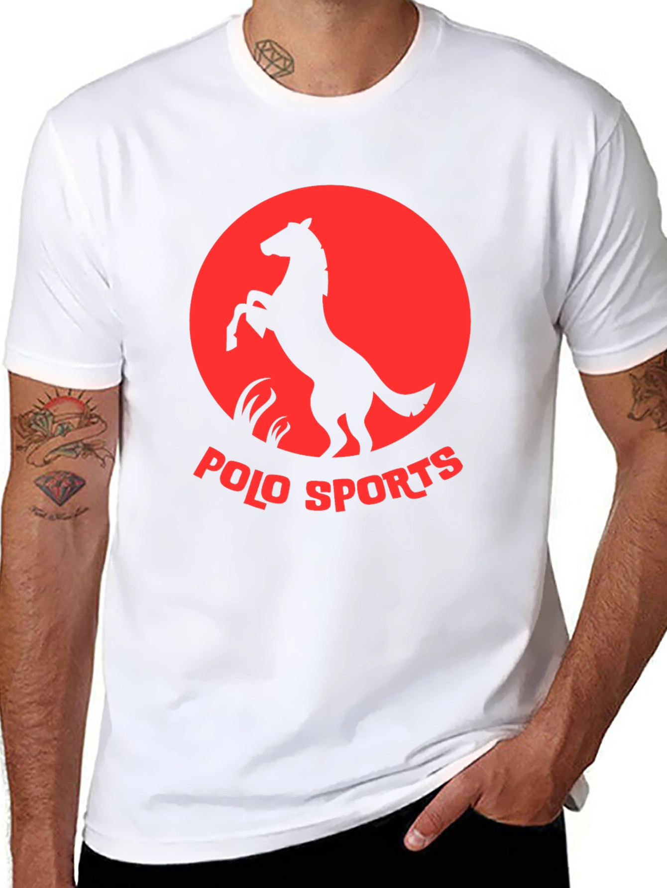 Polo Sports Black Tee with Horse Graphic
