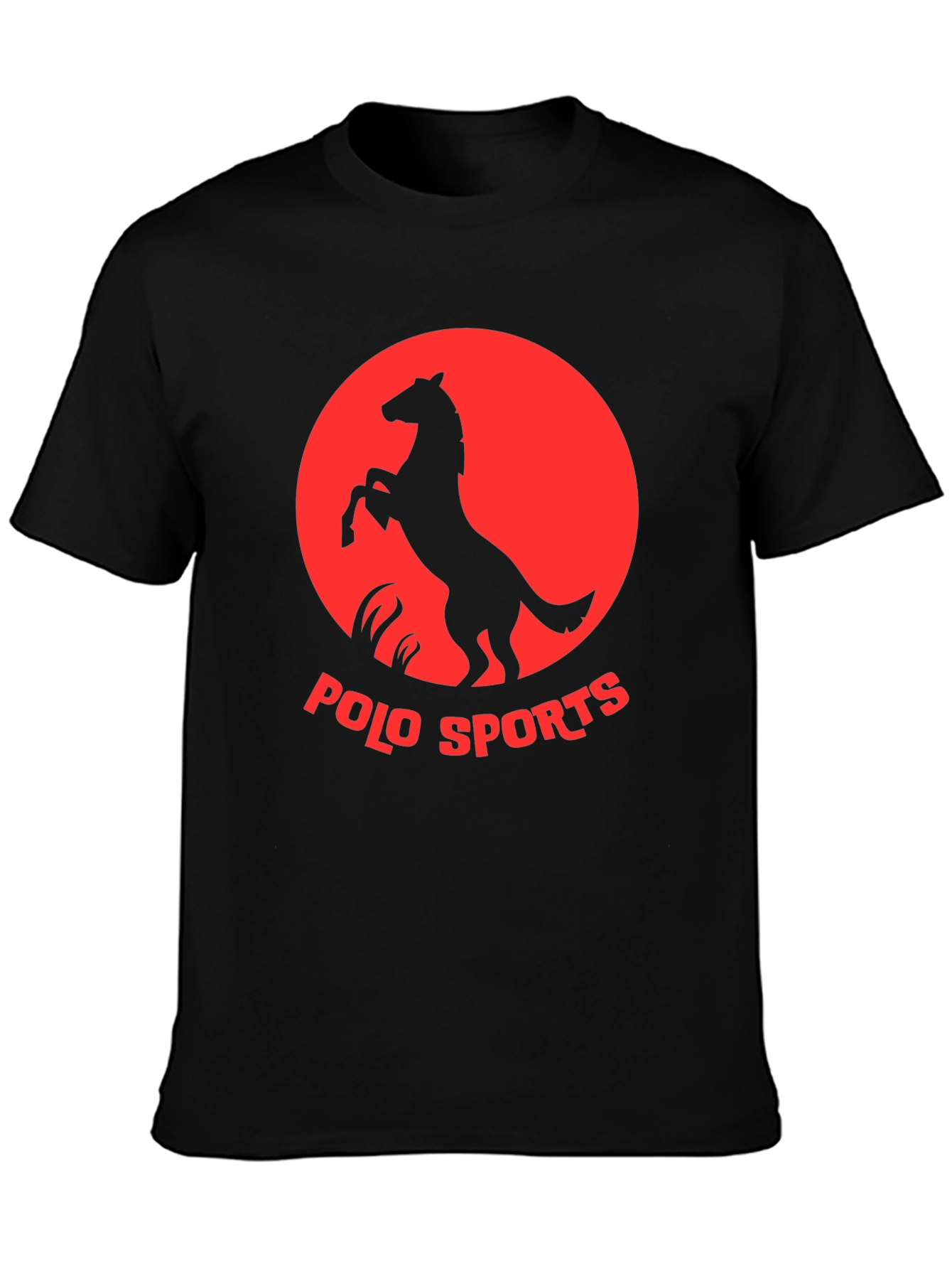 Polo Sports Black Tee with Horse Graphic
