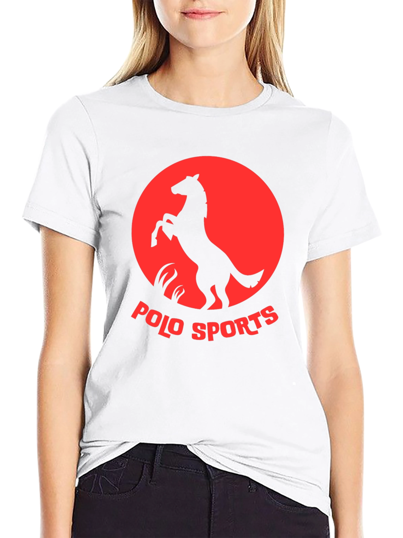 Polo Sports Black Tee with Horse Graphic