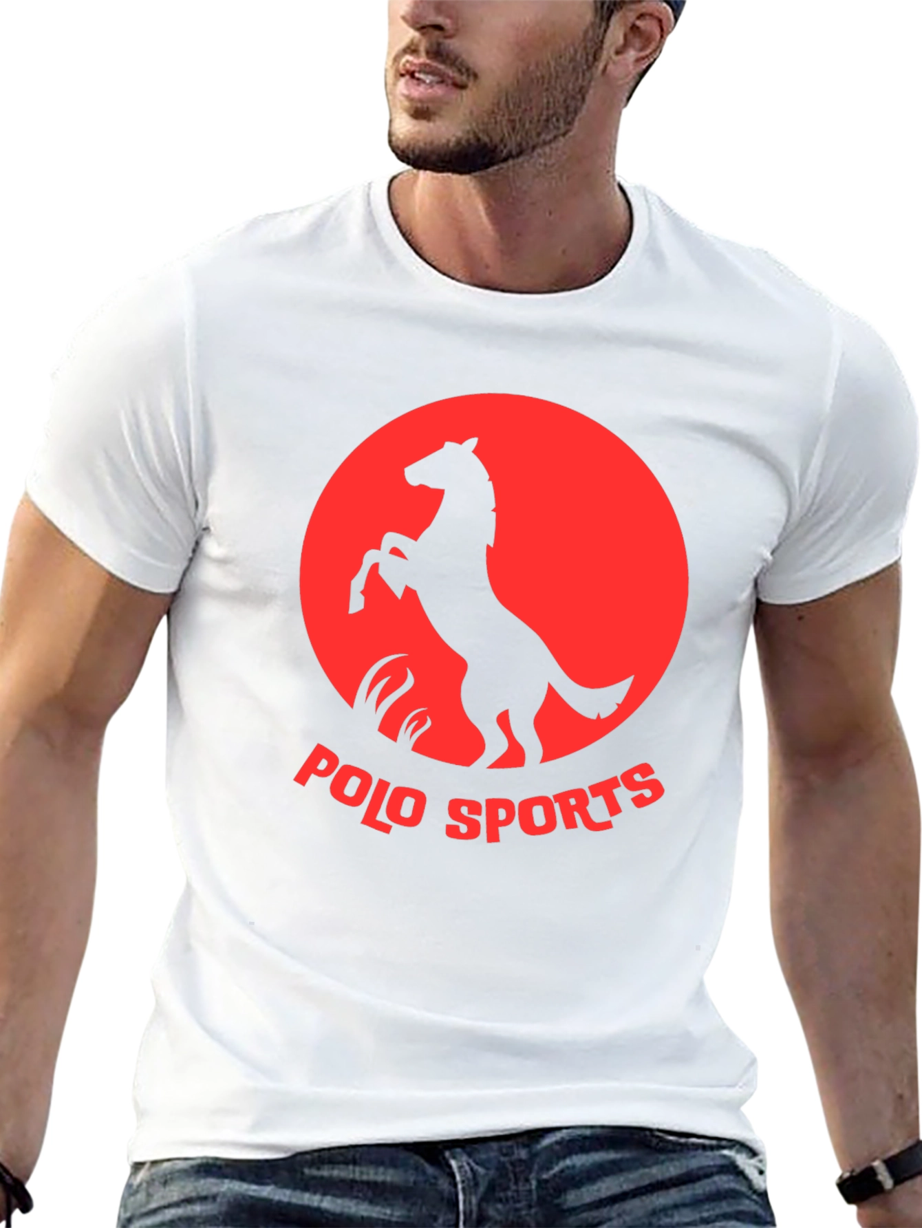 Polo Sports Black Tee with Horse Graphic