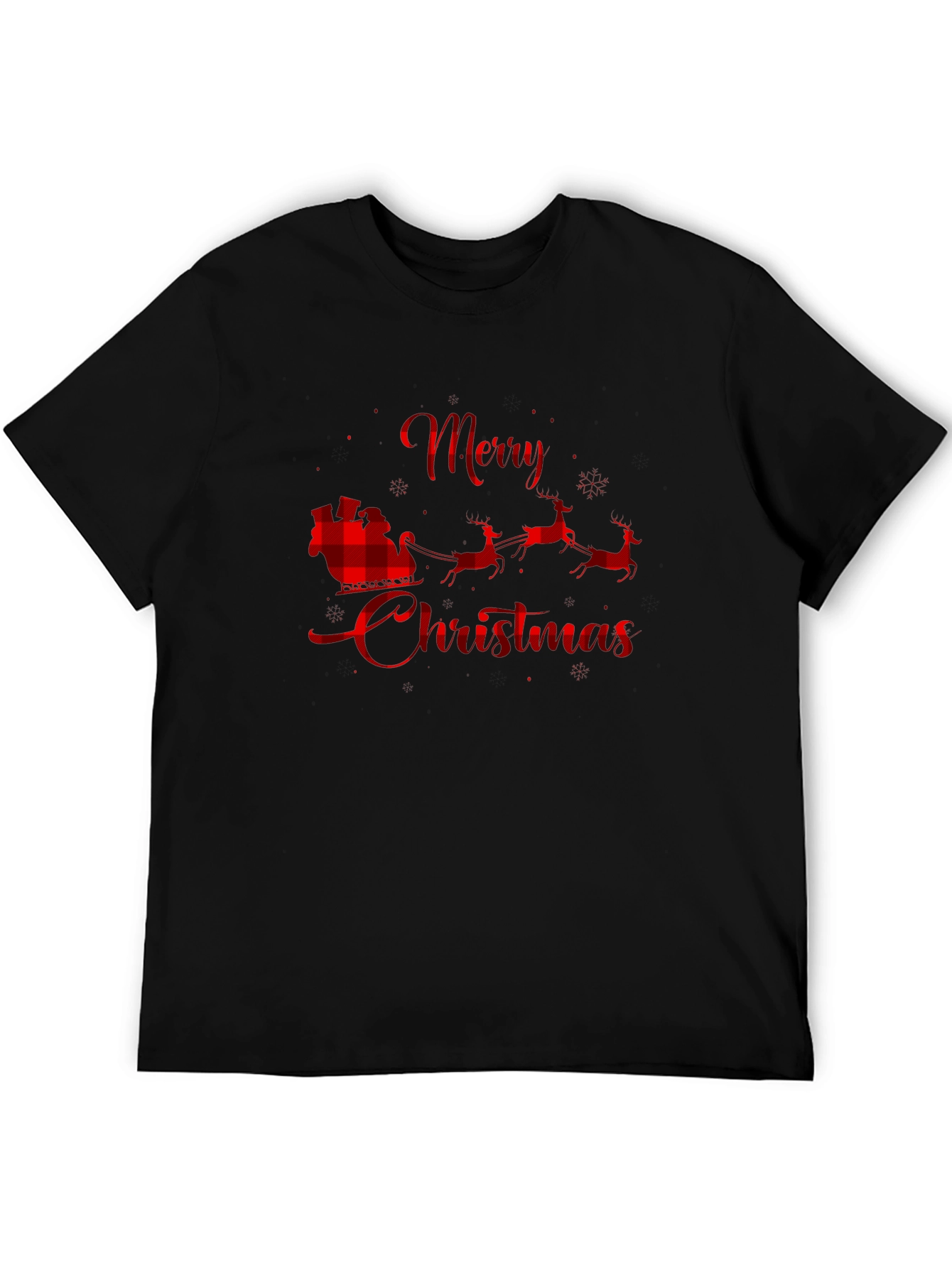 Merry Christmas Buffalo Plaid Santa T-Shirt