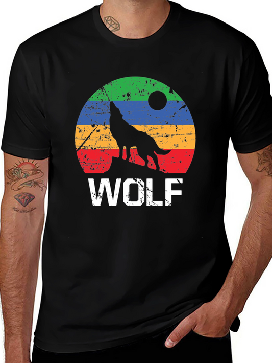 Retro Wolf Graphic Tee - Distressed Print