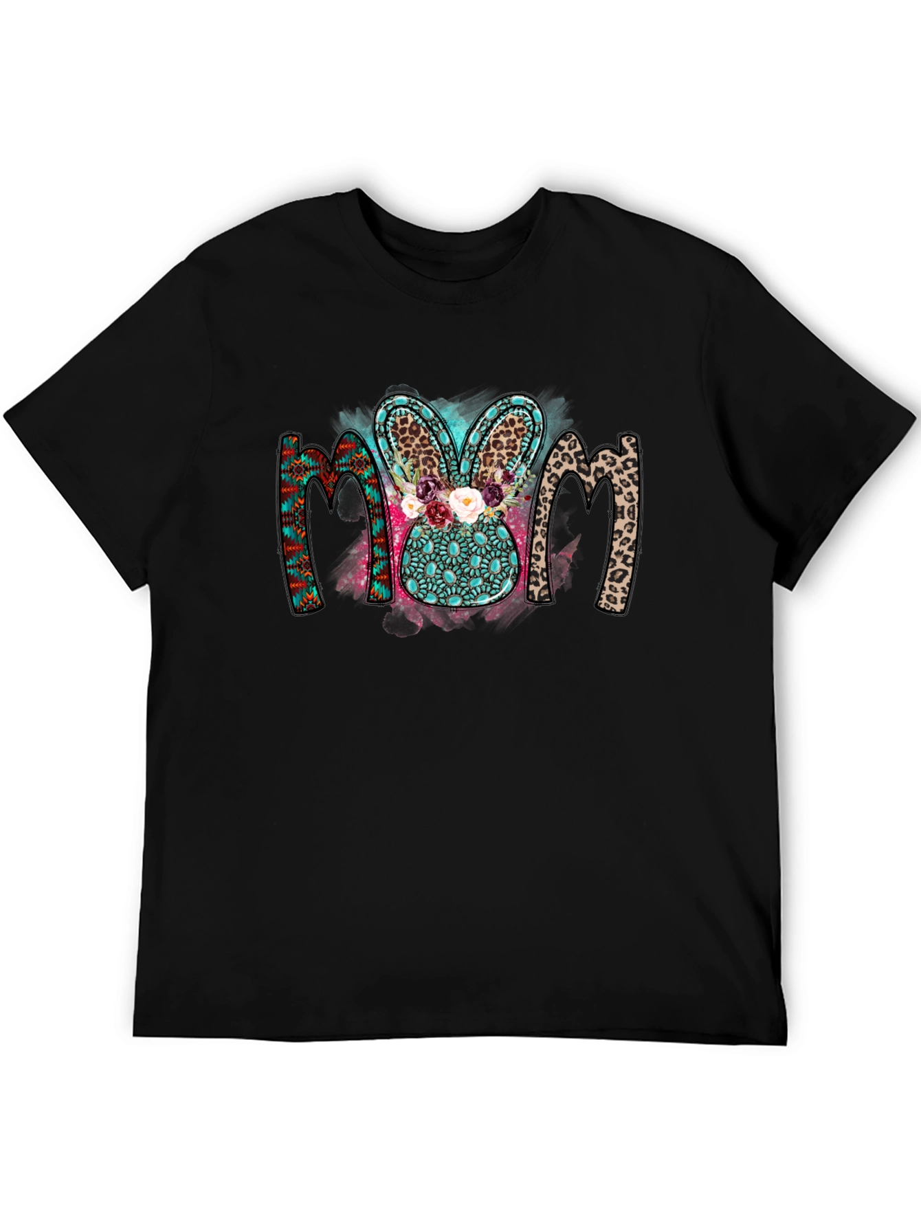 Mom Easter Bunny Graphic Tee - Black T-Shirt