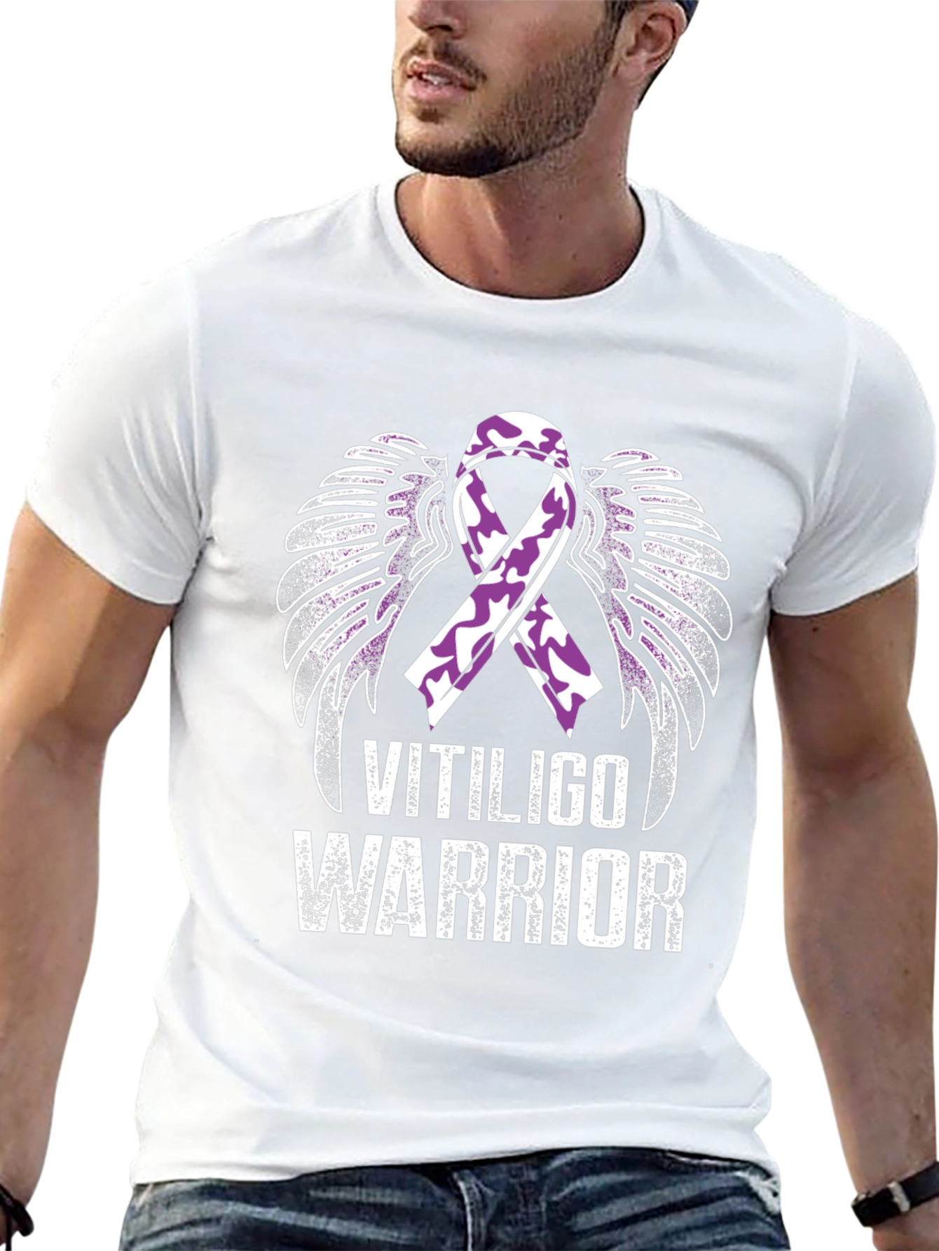 Vitiligo Warrior Ribbon Wings T-Shirt