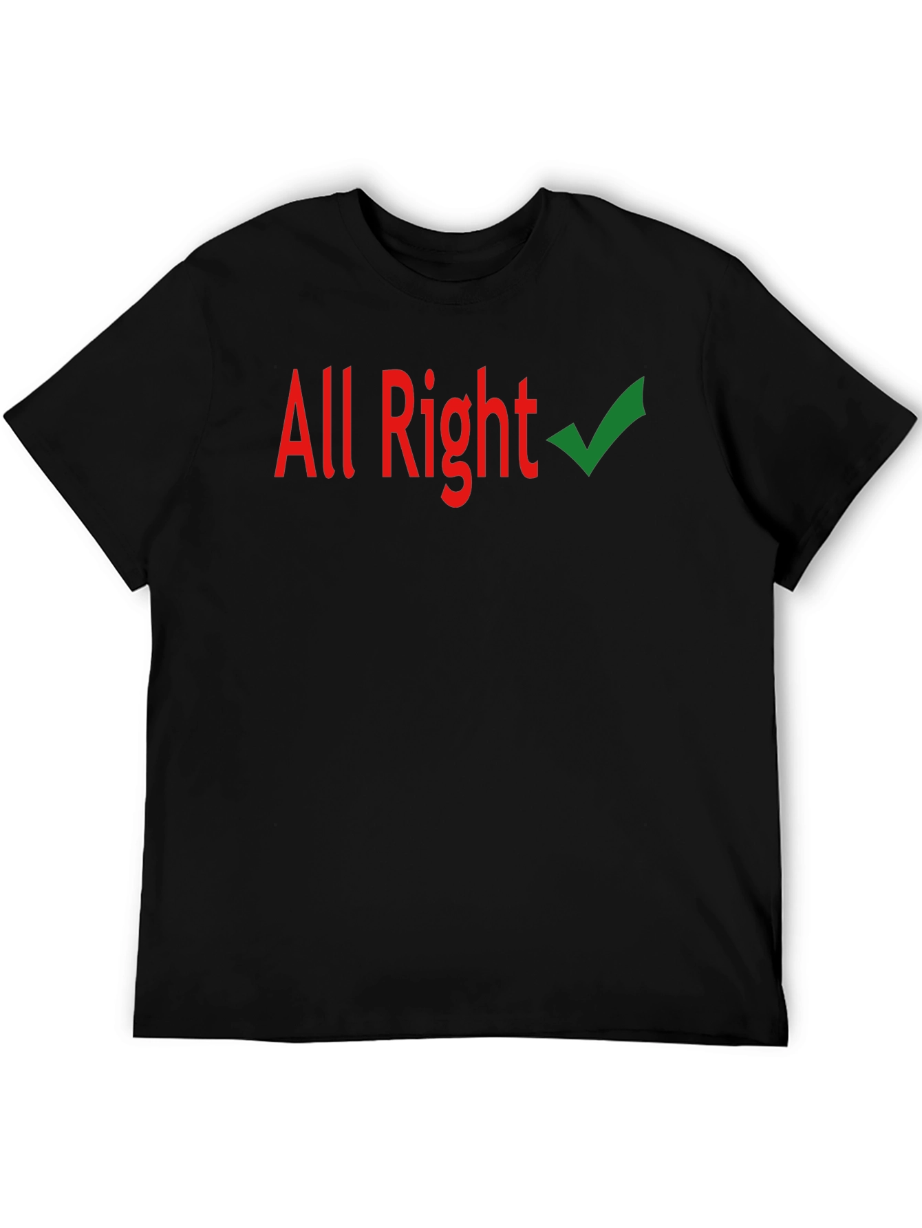 All Right Checkmark Graphic Tee - Casual Black T-Shirt