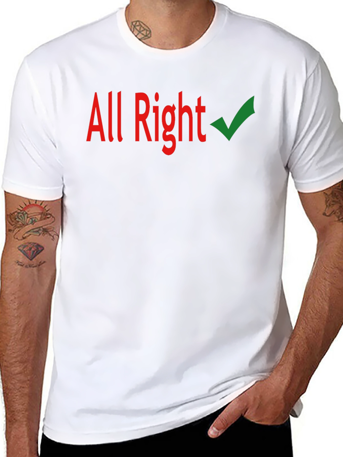All Right Checkmark Graphic Tee - Casual Black T-Shirt