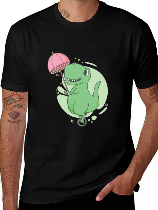 Dino Unicycle T-Shirt - Black Graphic Tee