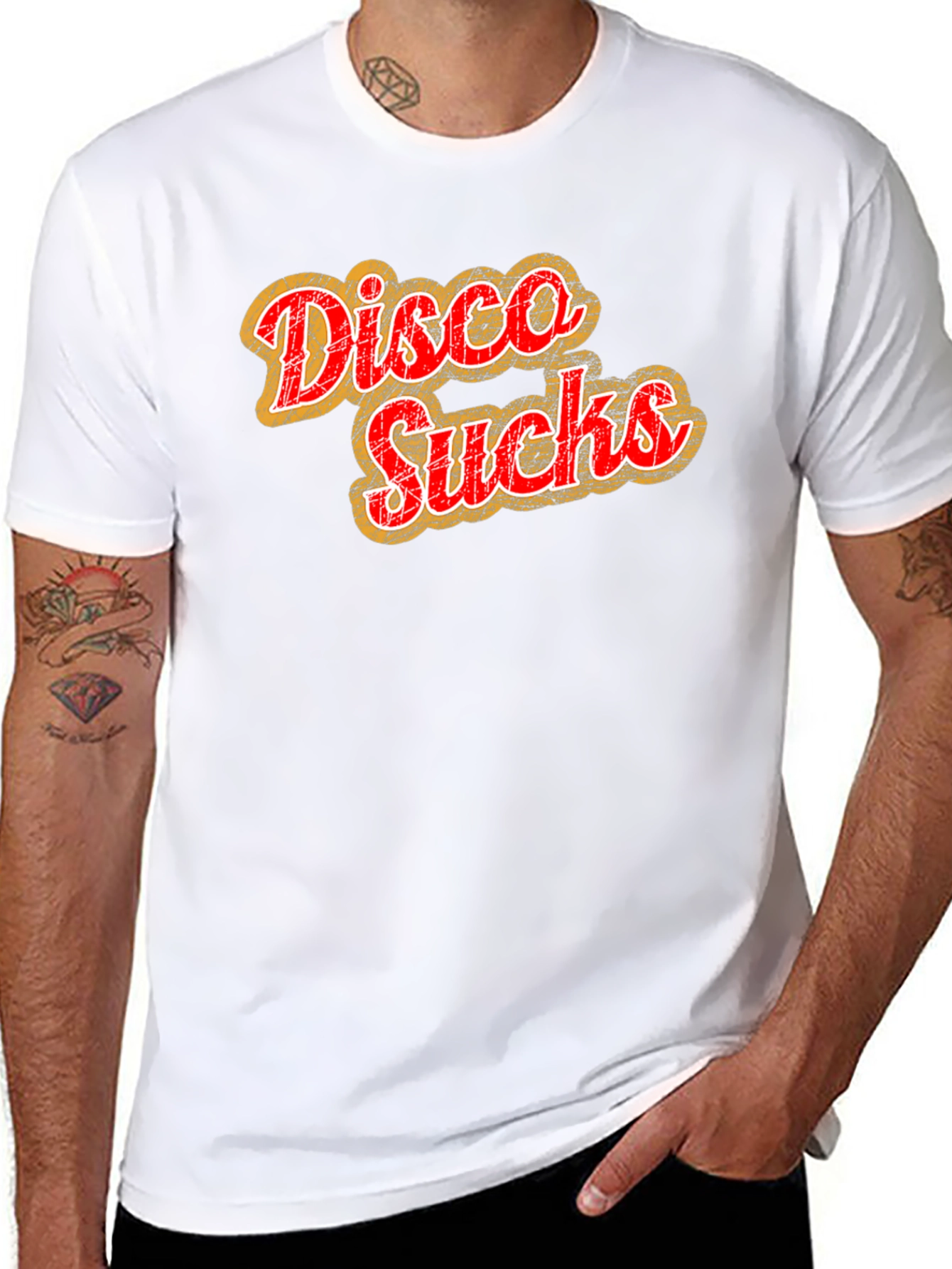 Disco Sucks Graphic Tee - Retro Style Black T-Shirt