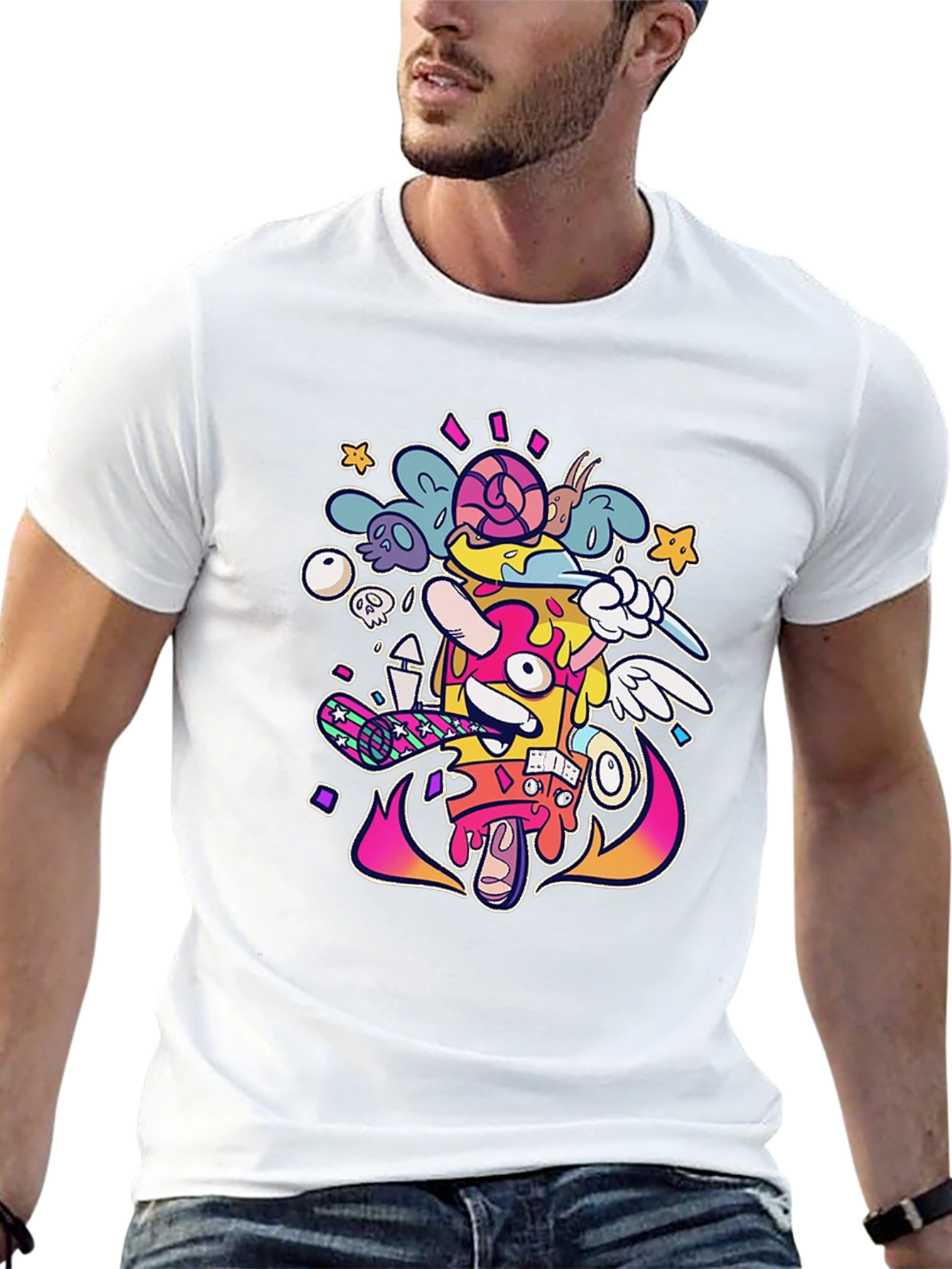 Funky Graphic Print Black T-Shirt