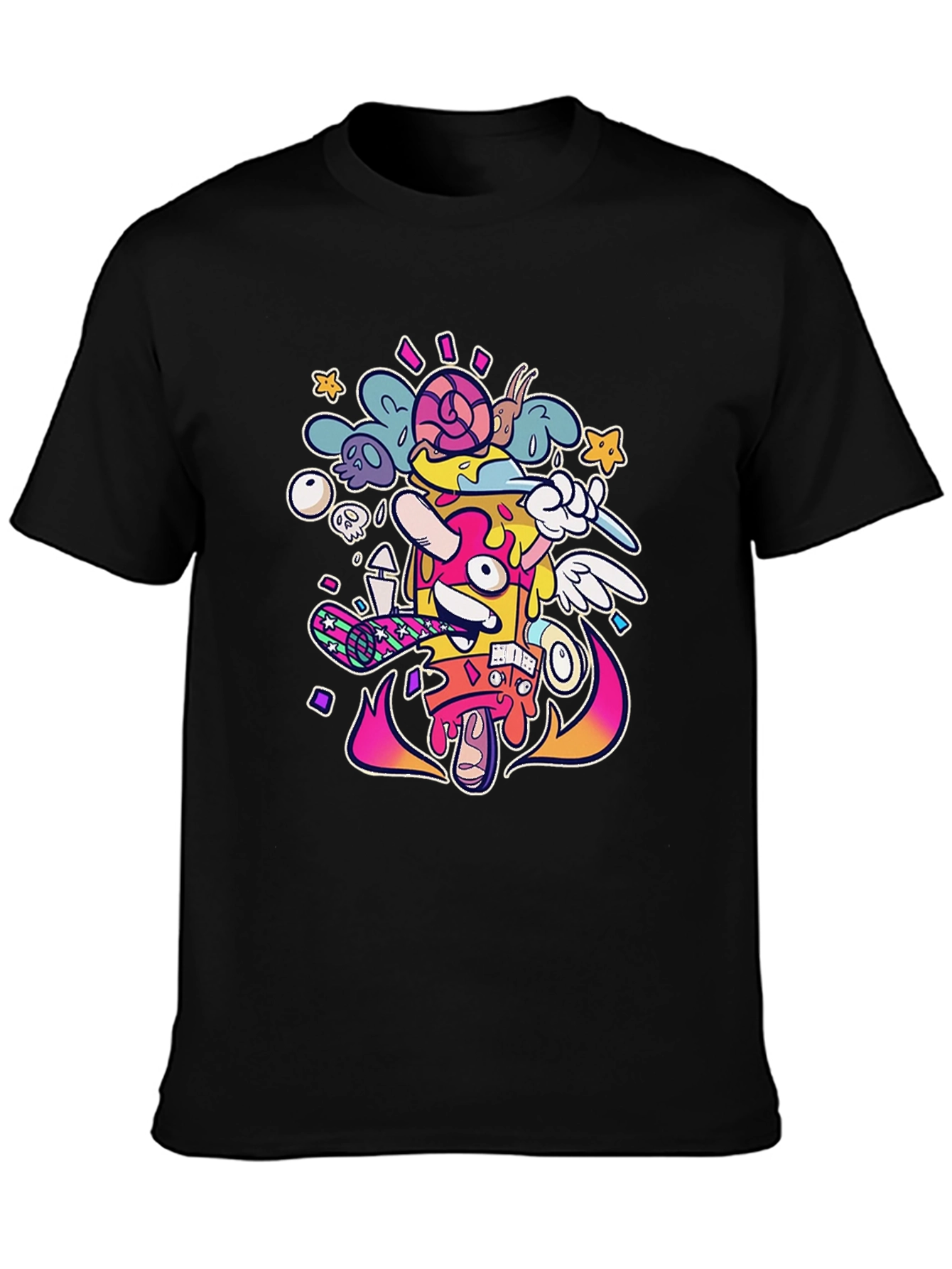 Funky Graphic Print Black T-Shirt