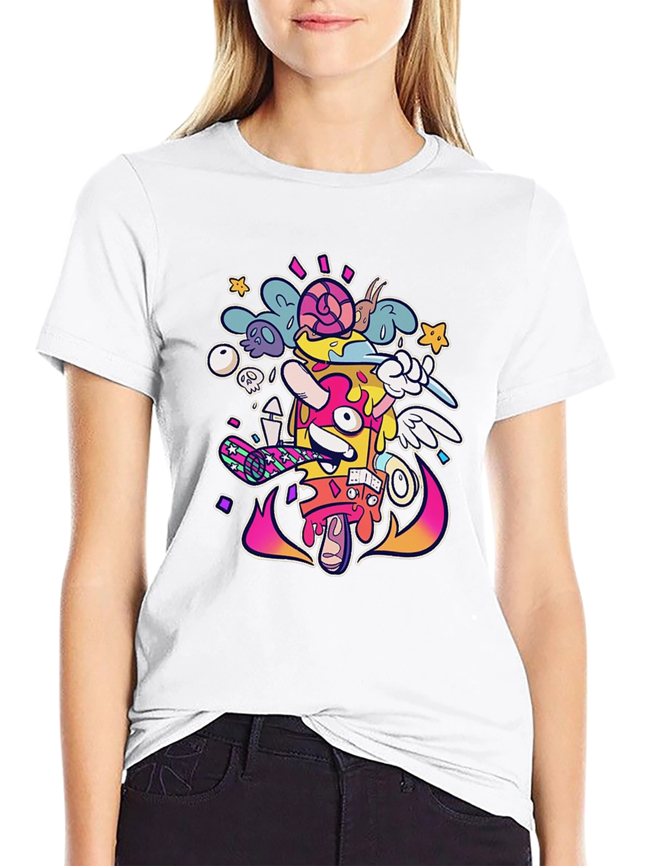 Funky Graphic Print Black T-Shirt