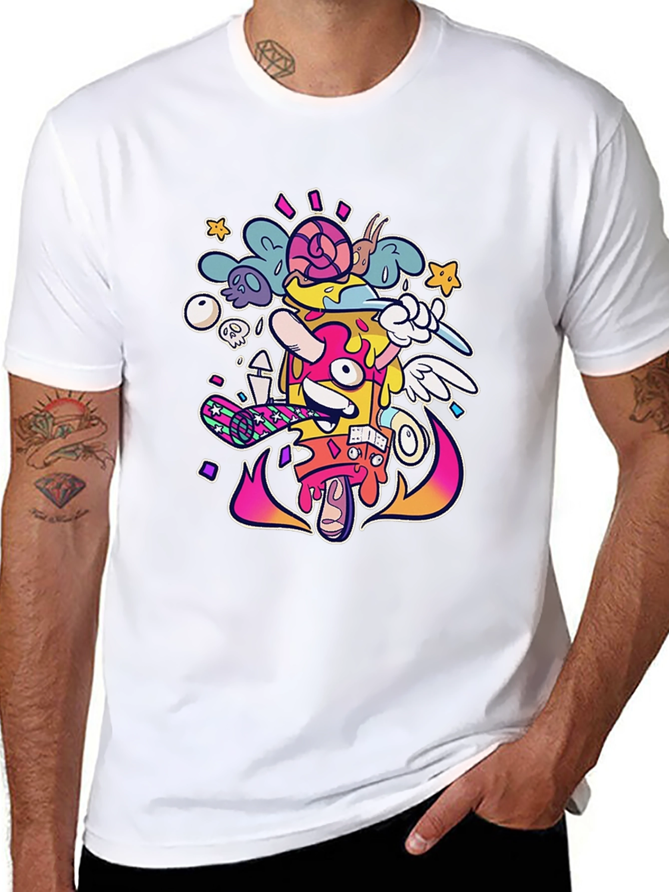 Funky Graphic Print Black T-Shirt