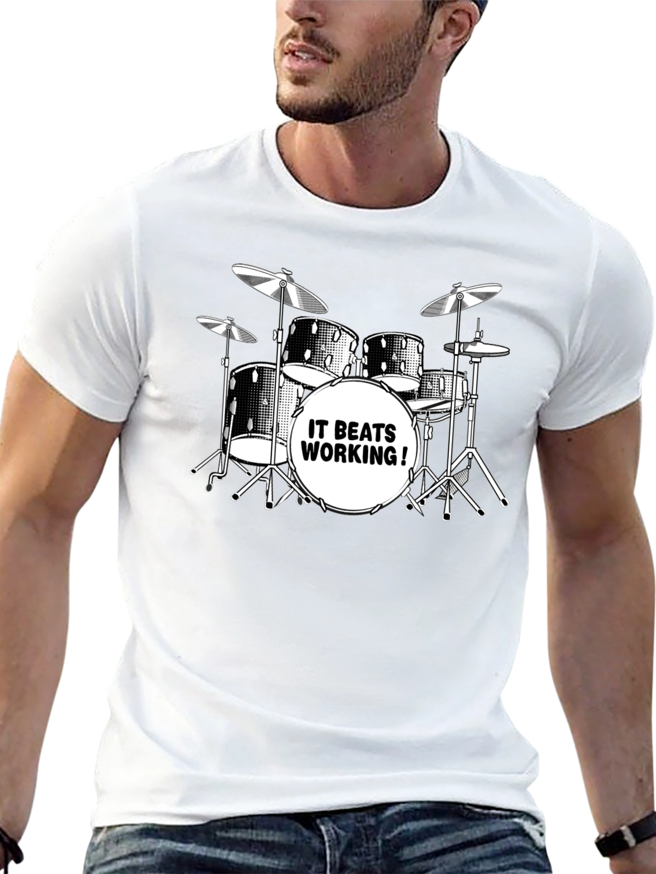 Drum Kit T-Shirt - It Beats Working!