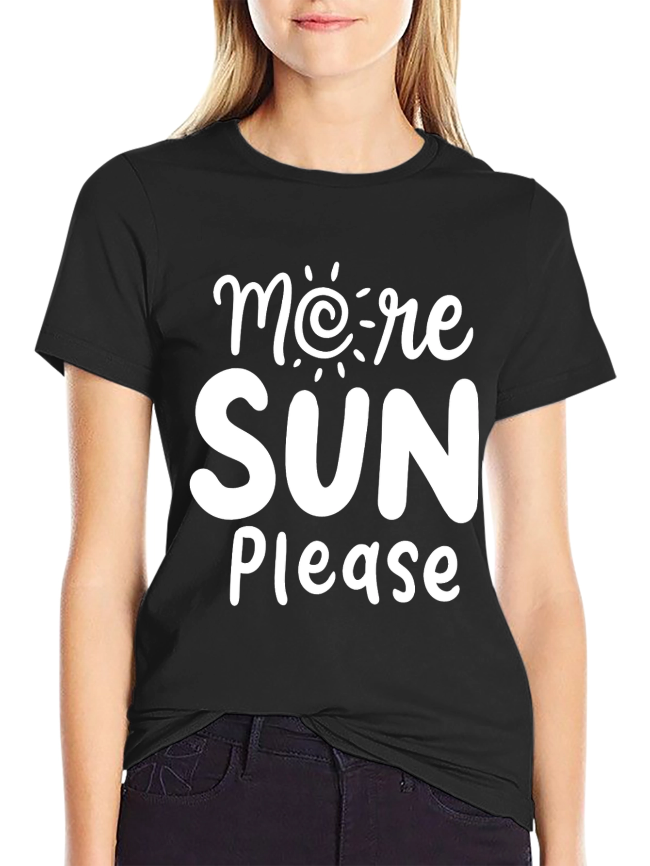 More Sun Please Black Graphic T-Shirt