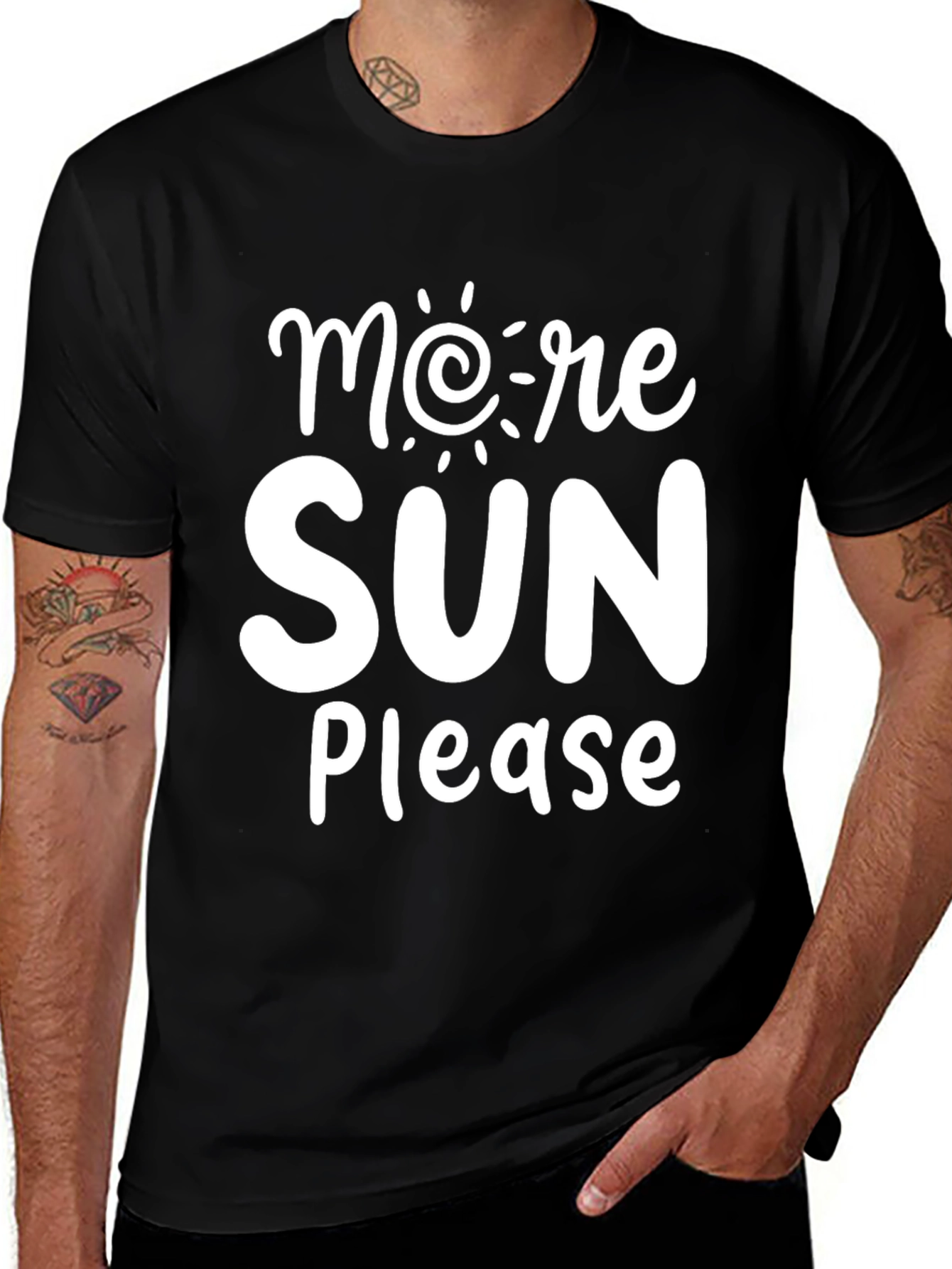 More Sun Please Black Graphic T-Shirt