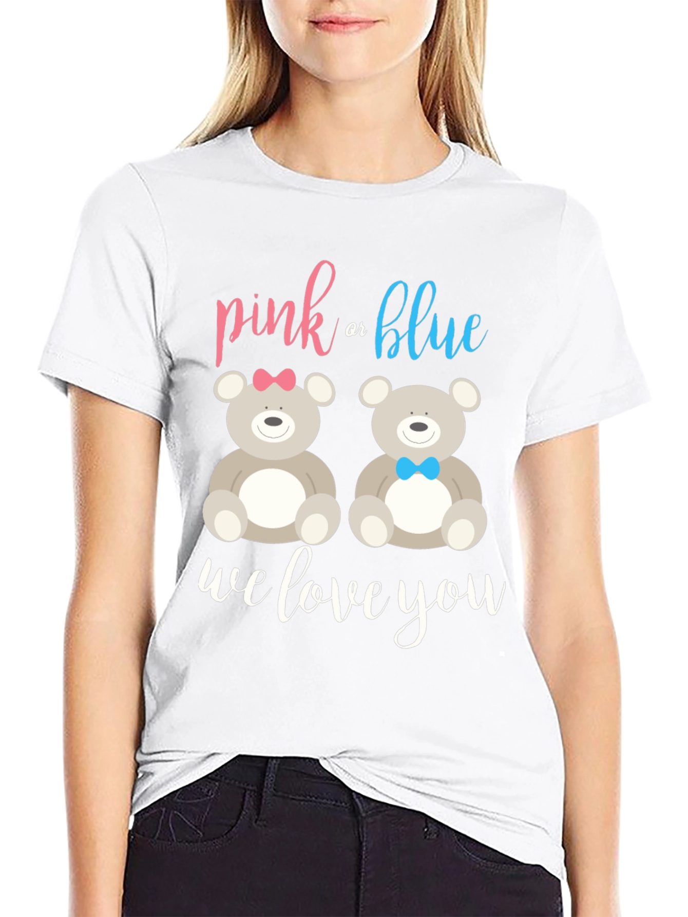 Pink or Blue Teddy Bear Gender Reveal T-Shirt