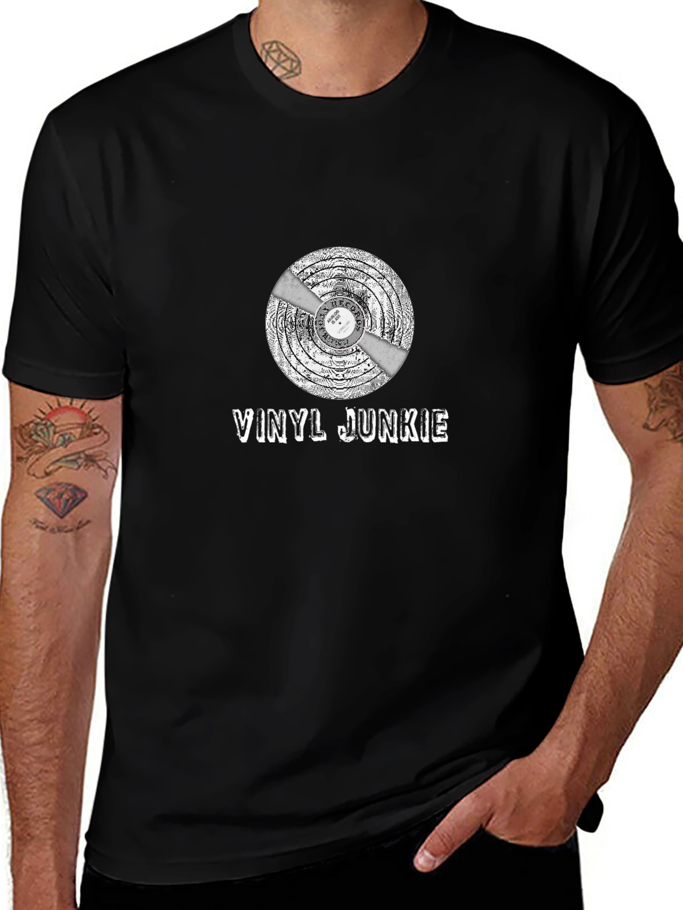Vinyl Junkie Graphic T-Shirt - Music Lover Tee