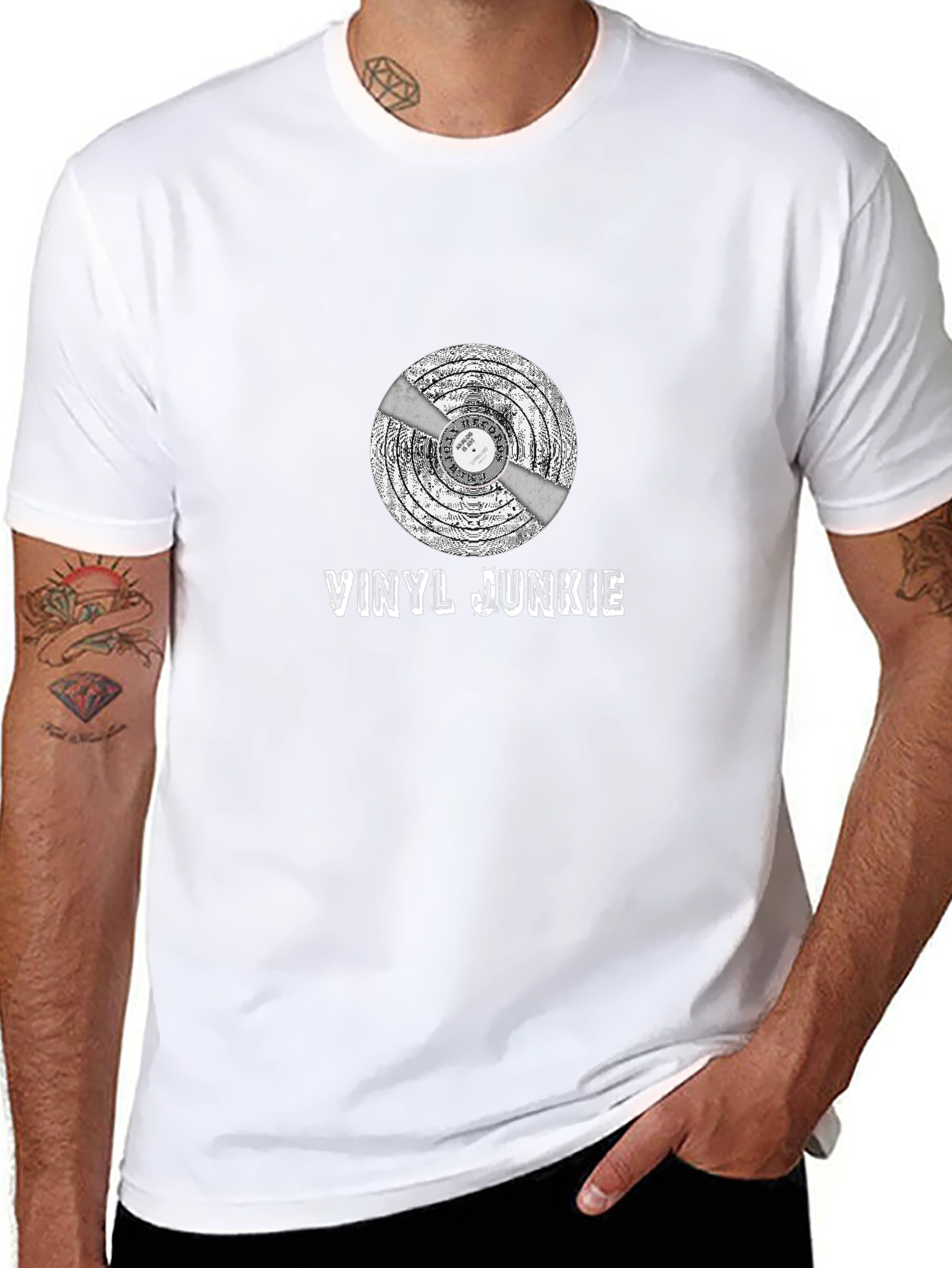 Vinyl Junkie Graphic T-Shirt - Music Lover Tee