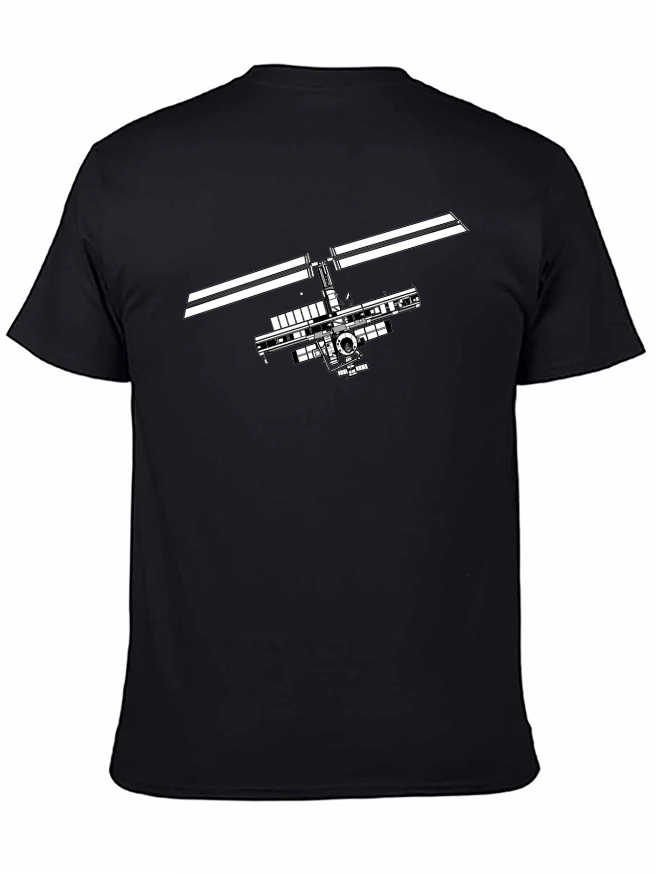 Space Station Graphic Tee - Black Cotton T-Shirt