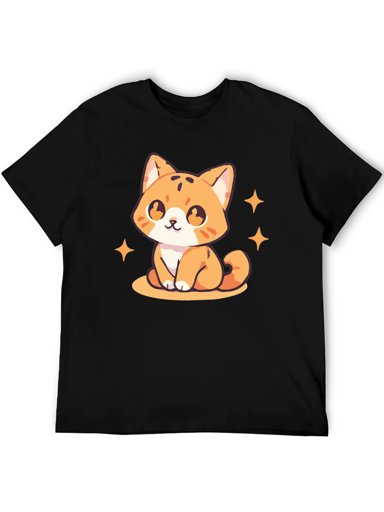 Cute Kitten Graphic Tee - Black Cotton Comfort