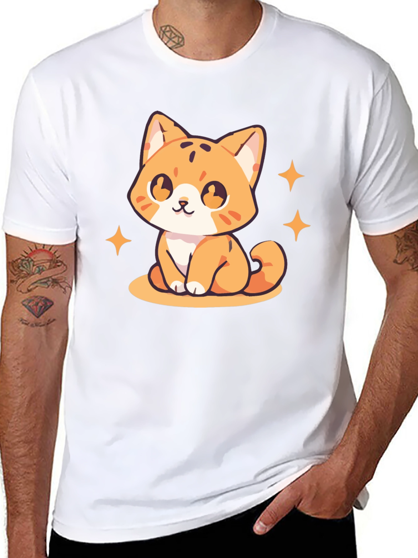 Cute Kitten Graphic Tee - Black Cotton Comfort