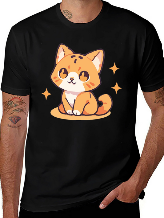 Cute Kitten Graphic Tee - Black Cotton Comfort