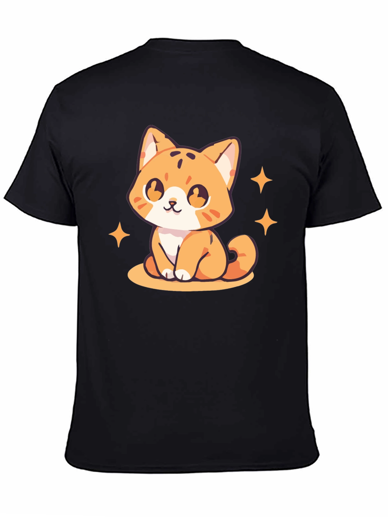 Cute Kitten Graphic Tee - Black Cotton Comfort