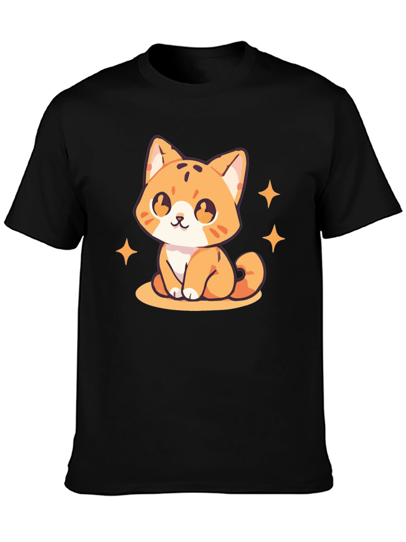 Cute Kitten Graphic Tee - Black Cotton Comfort
