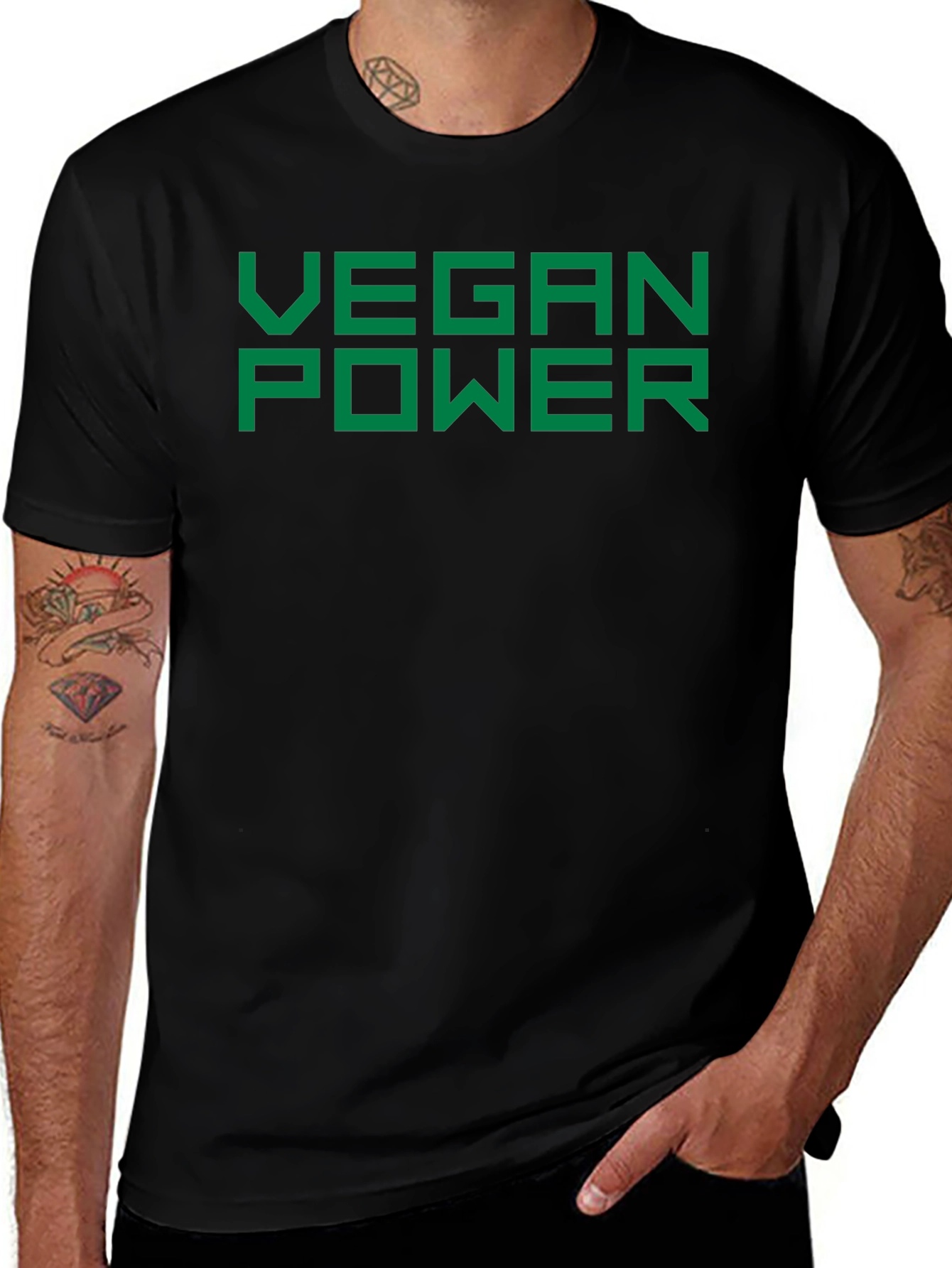 Vegan Power T-Shirt - Bold Green Print