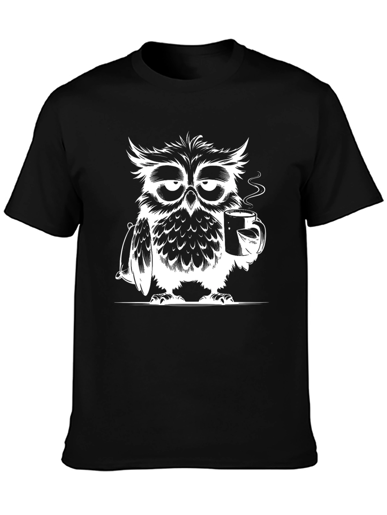 Sleepy Owl Coffee Lover Graphic T-Shirt