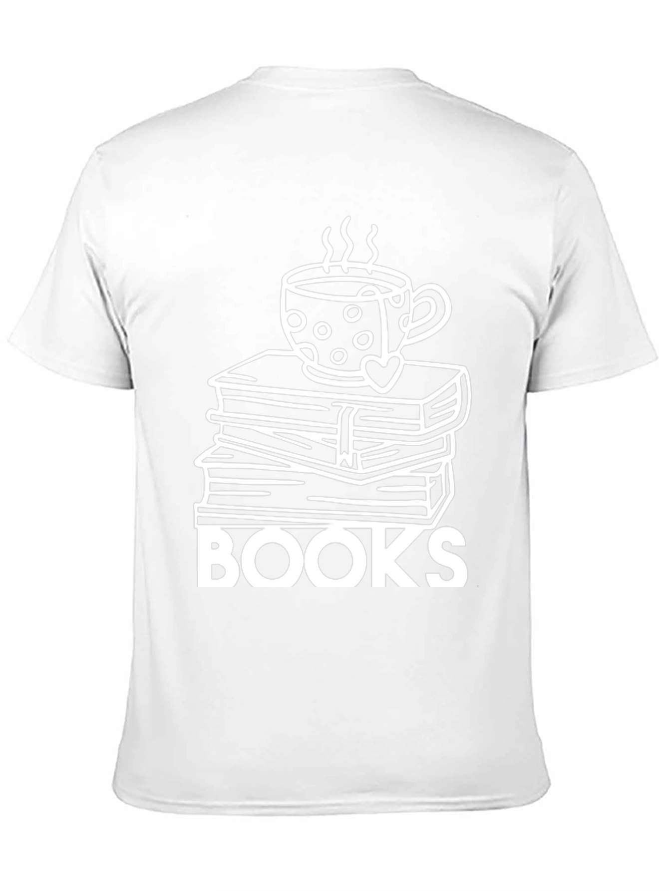 Book Lovers Tee: Stacked Books & Coffee Cup Design