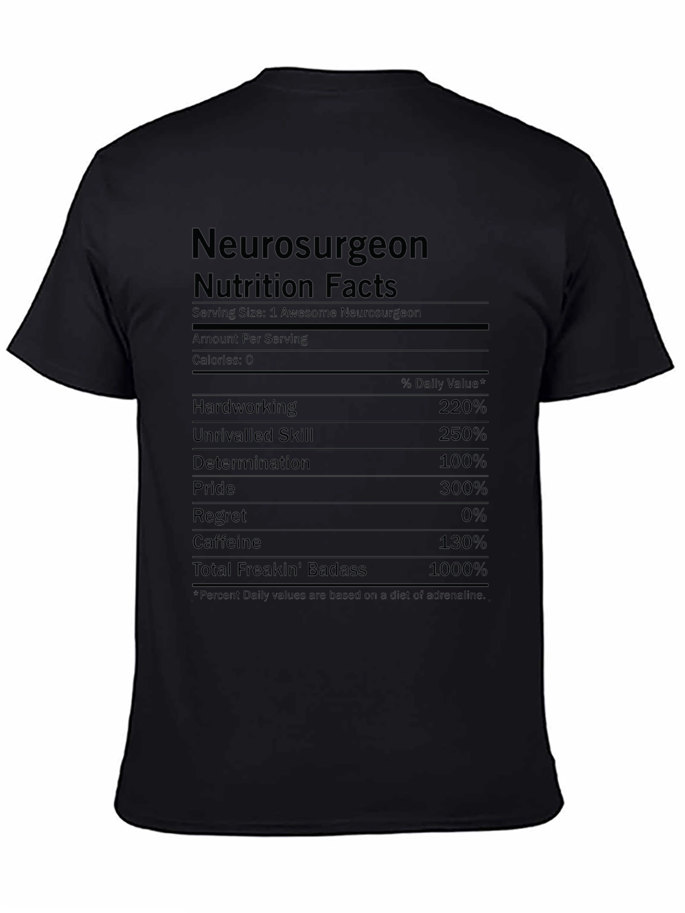 Neurosurgeon Nutrition Facts Funny T-Shirt