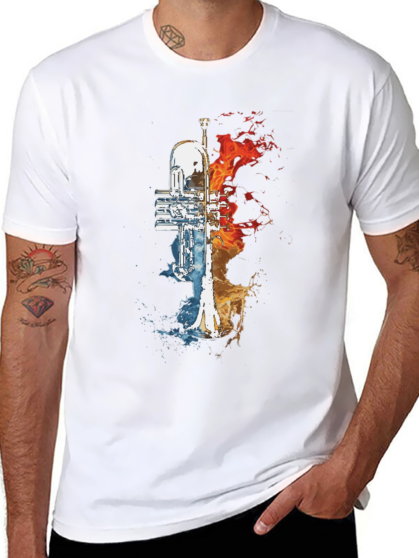 Fire and Water Trumpet Graphic Tee