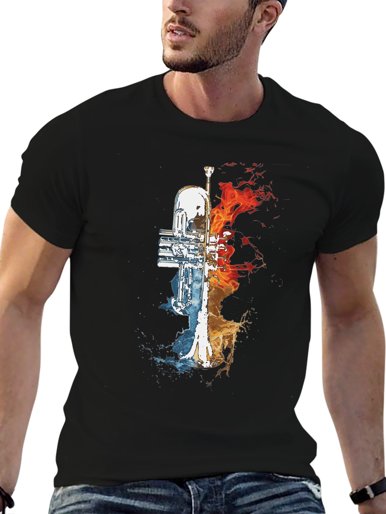Fire and Water Trumpet Graphic Tee