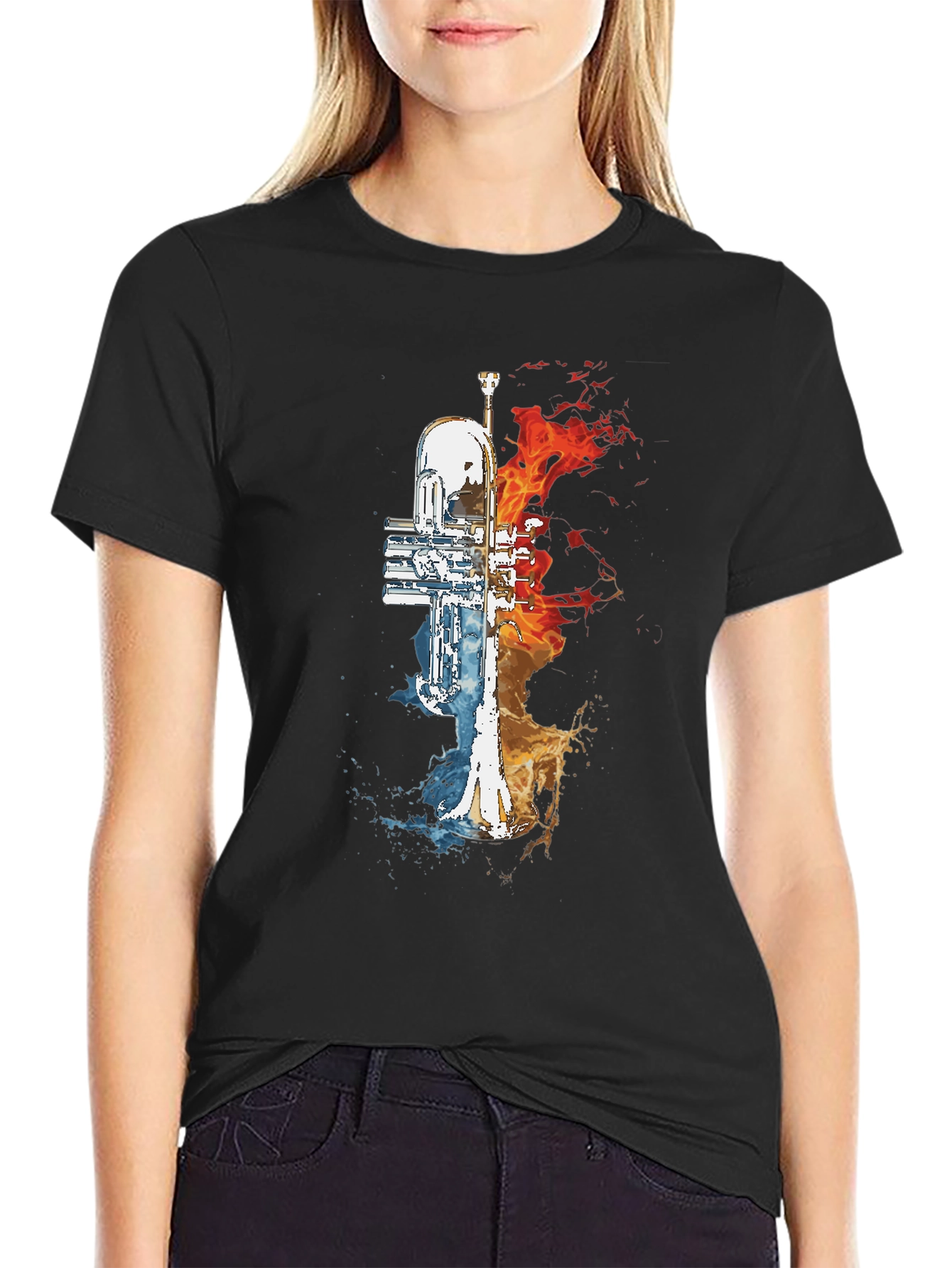 Fire and Water Trumpet Graphic Tee