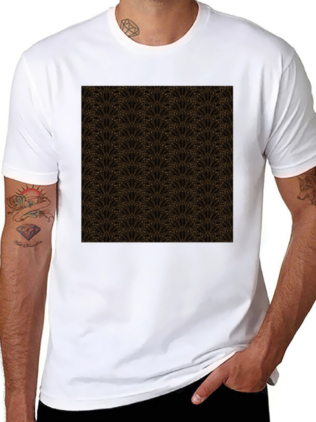Patterned Crew Neck T-Shirt - Stylish Casual Wear