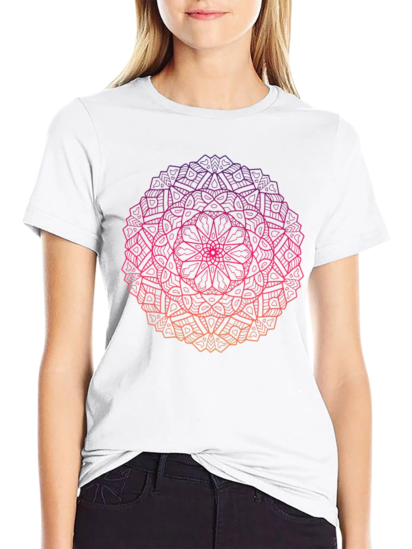 Ombre Mandala Graphic Black T-Shirt