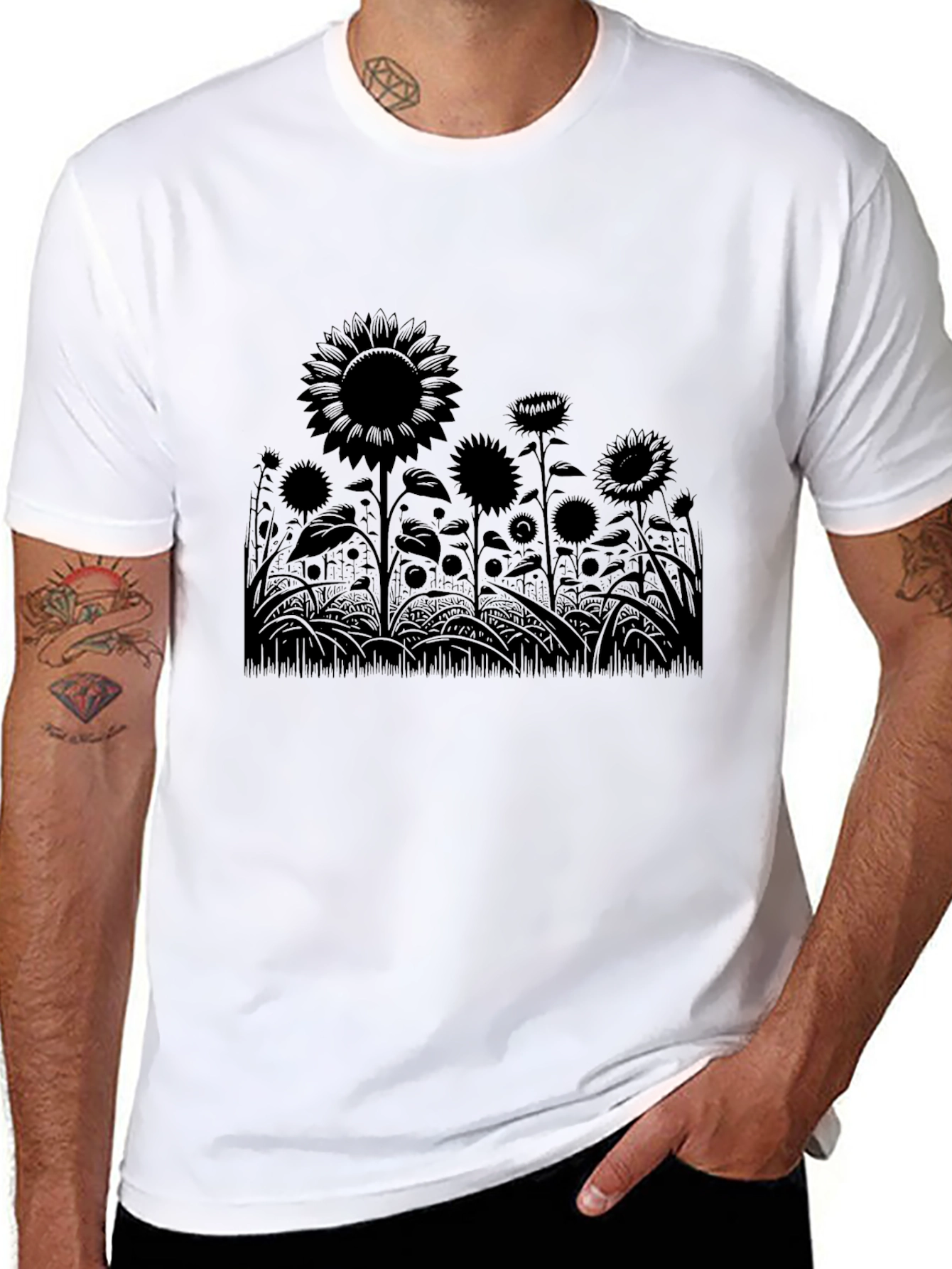 Sunflower Field Graphic Tee - Black
