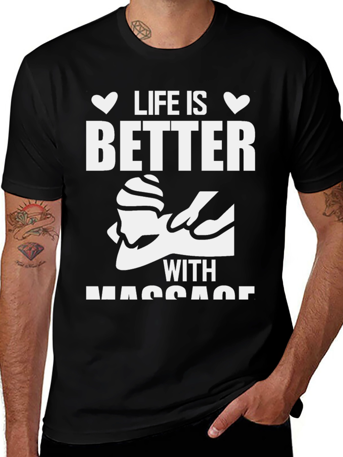 Life Is Better With Massage Black T-Shirt