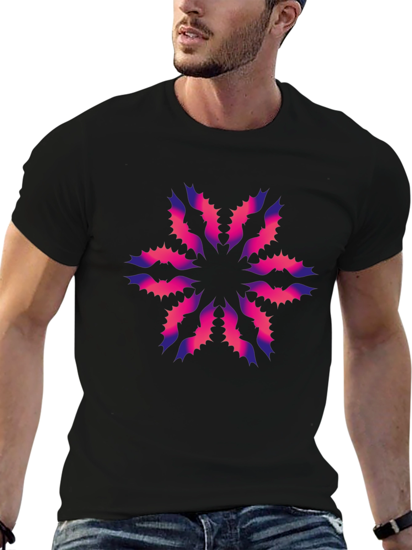 Abstract Floral Graphic Black T-Shirt