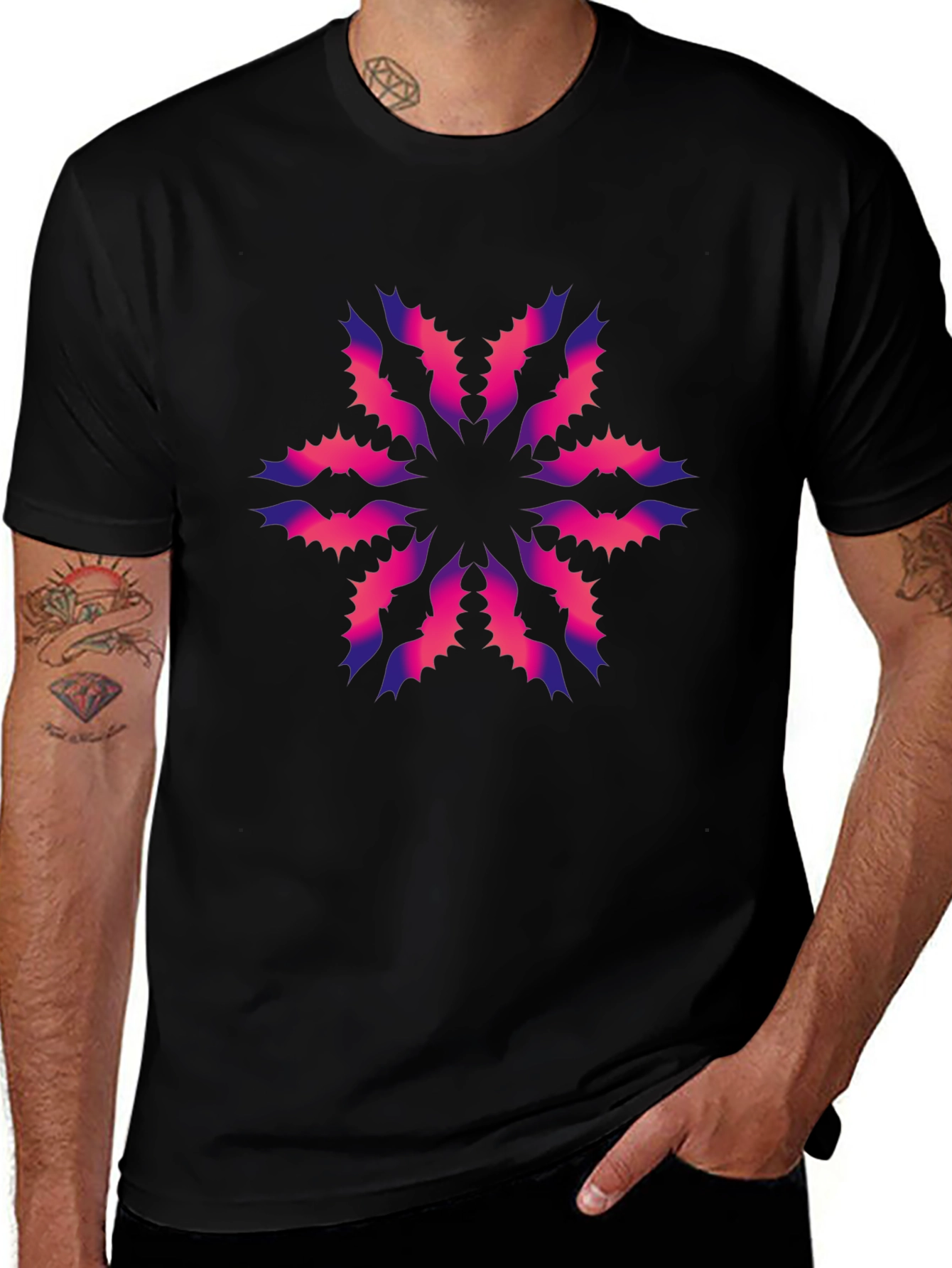 Abstract Floral Graphic Black T-Shirt