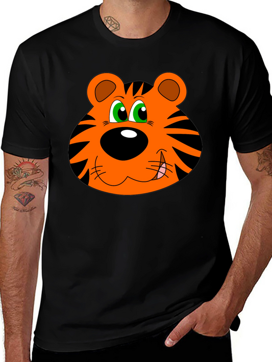 Cartoon Tiger Graphic T-Shirt - Black