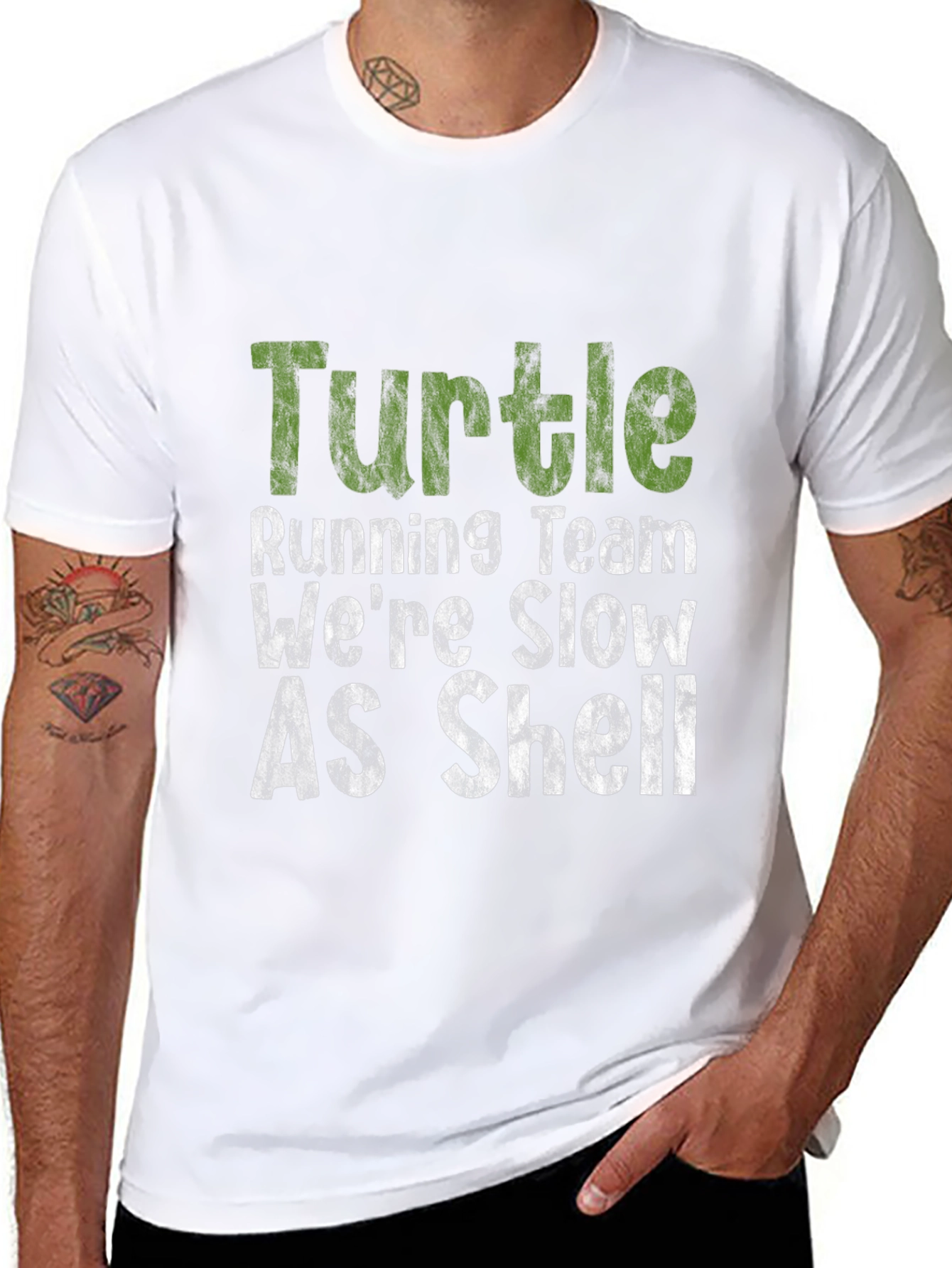 Turtle Running Team Funny Graphic T-Shirt