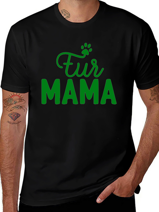 Fur Mama Paw Print Graphic T-Shirt - Black