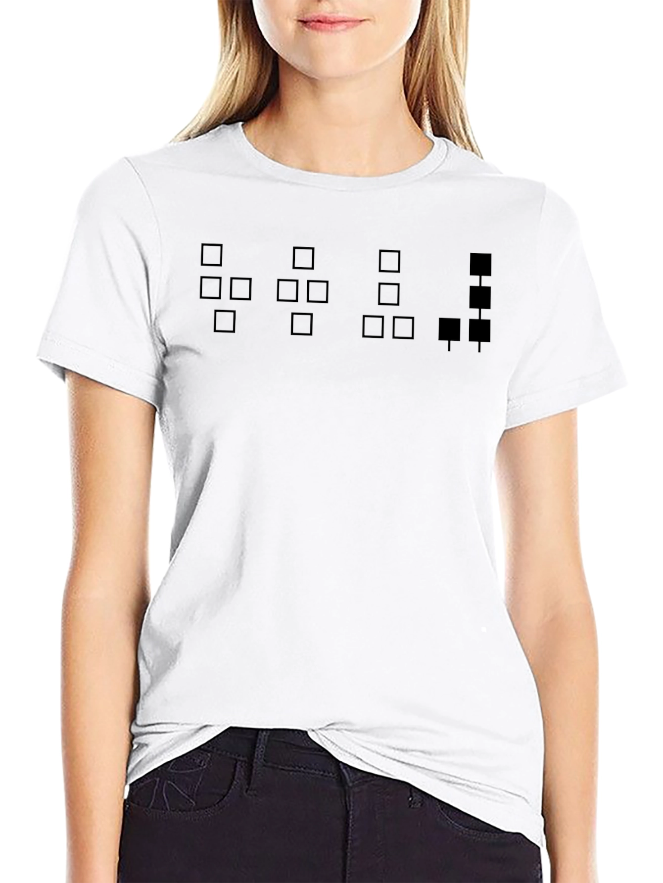 Pixelated Pattern Black T-Shirt