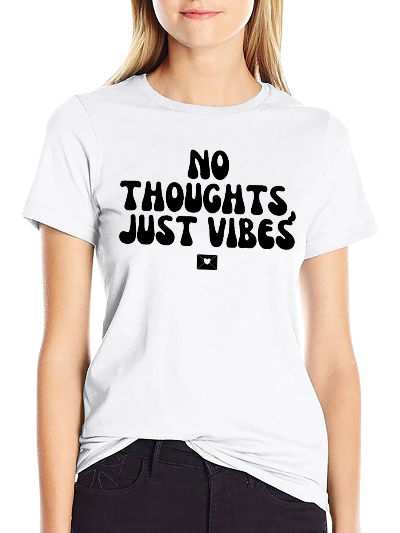 No Thoughts Just Vibes Graphic Tee - Black