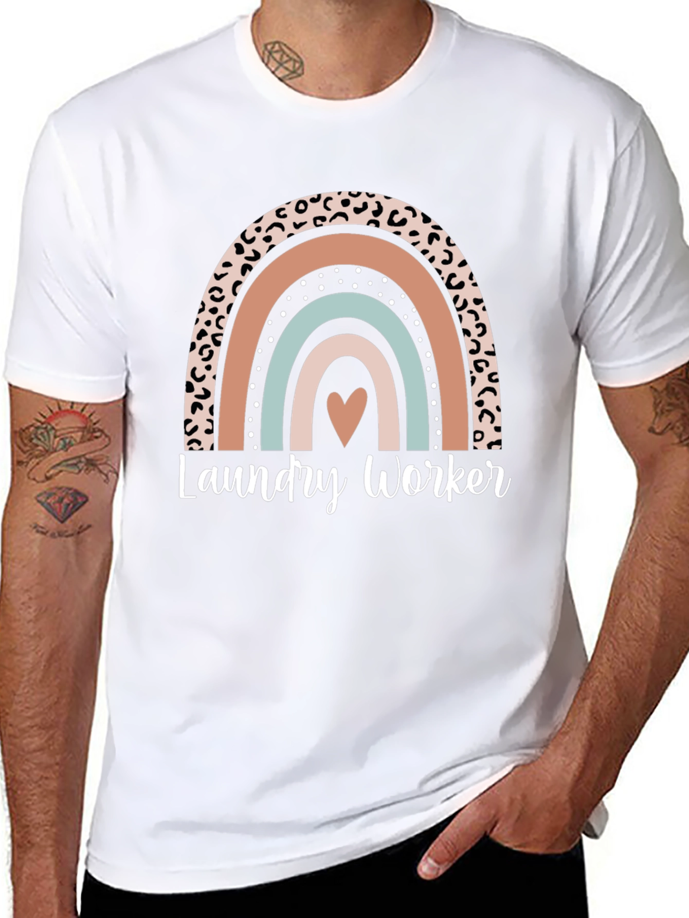 Laundry Worker Leopard Rainbow T-Shirt