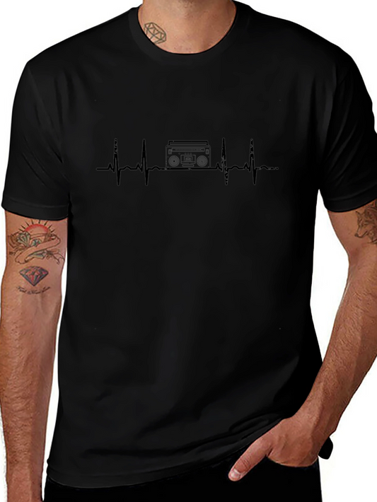Boombox Heartbeat Graphic Tee - Black